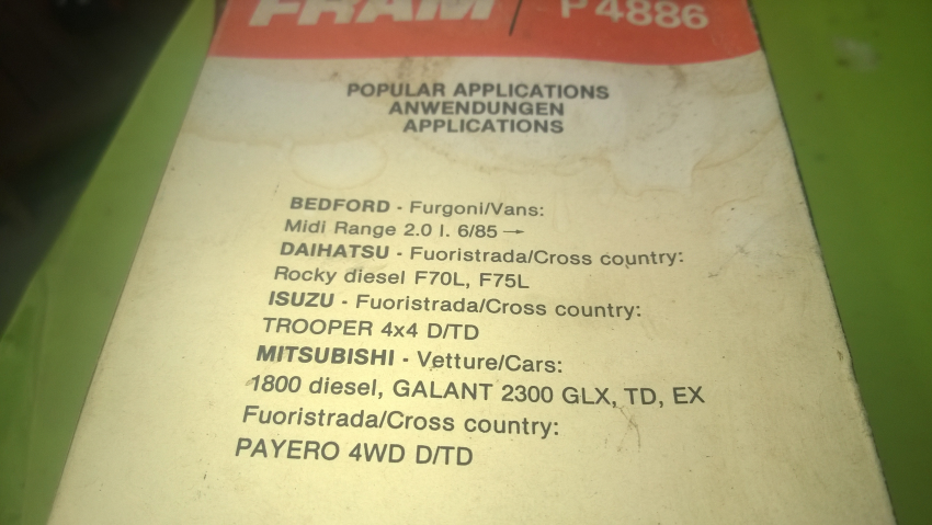 FRAM P4886 sopivuus